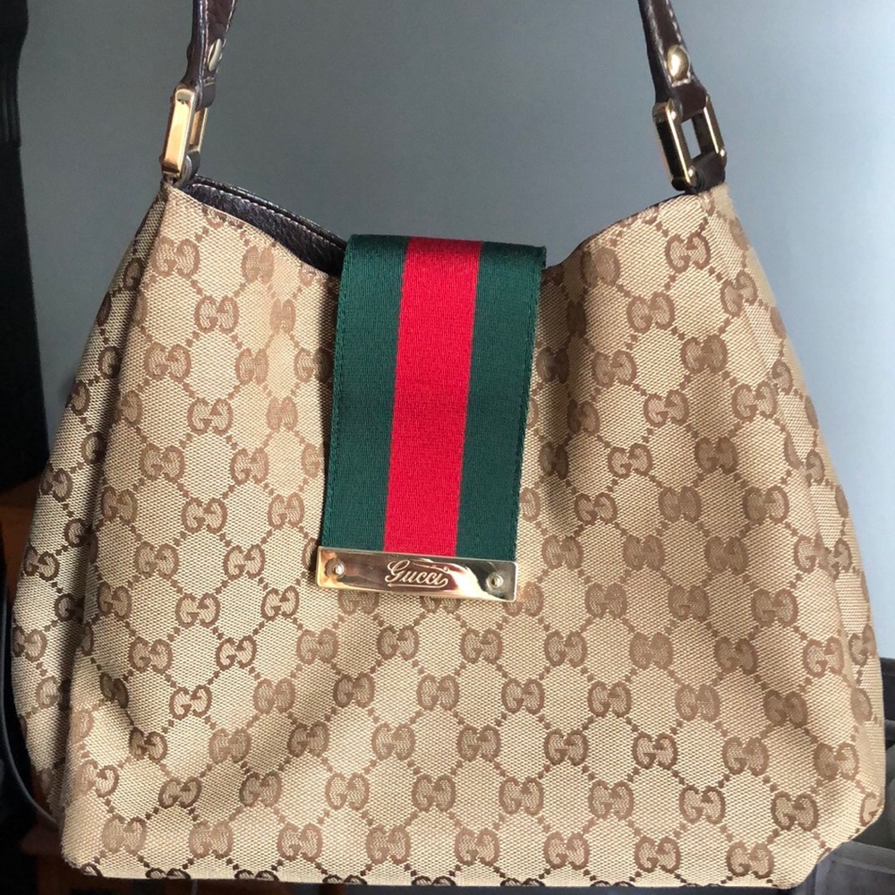 Gucci GG Canvas New Ladies Web Hobo Bag